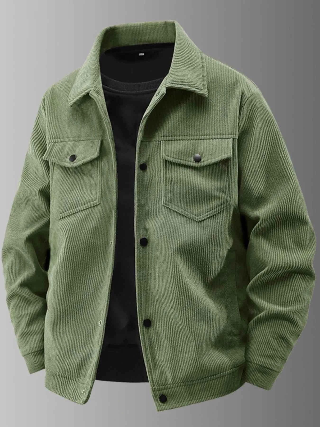 Men's Plus Size Corduroy Jacket with Chest Pockets - Stylish and Comfortable