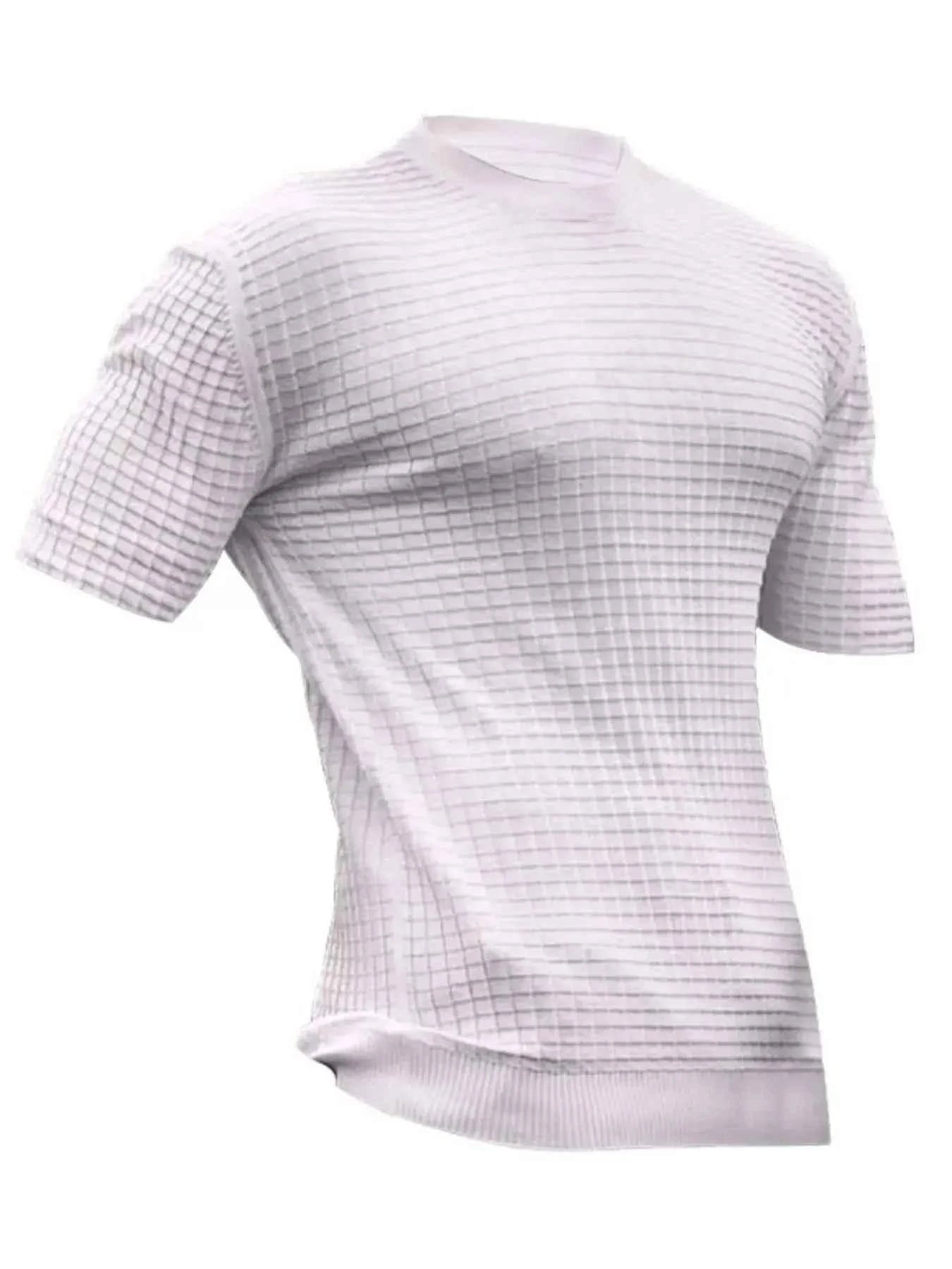 Men's Plus Size Textured Round Neck Short Sleeve T-Shirt