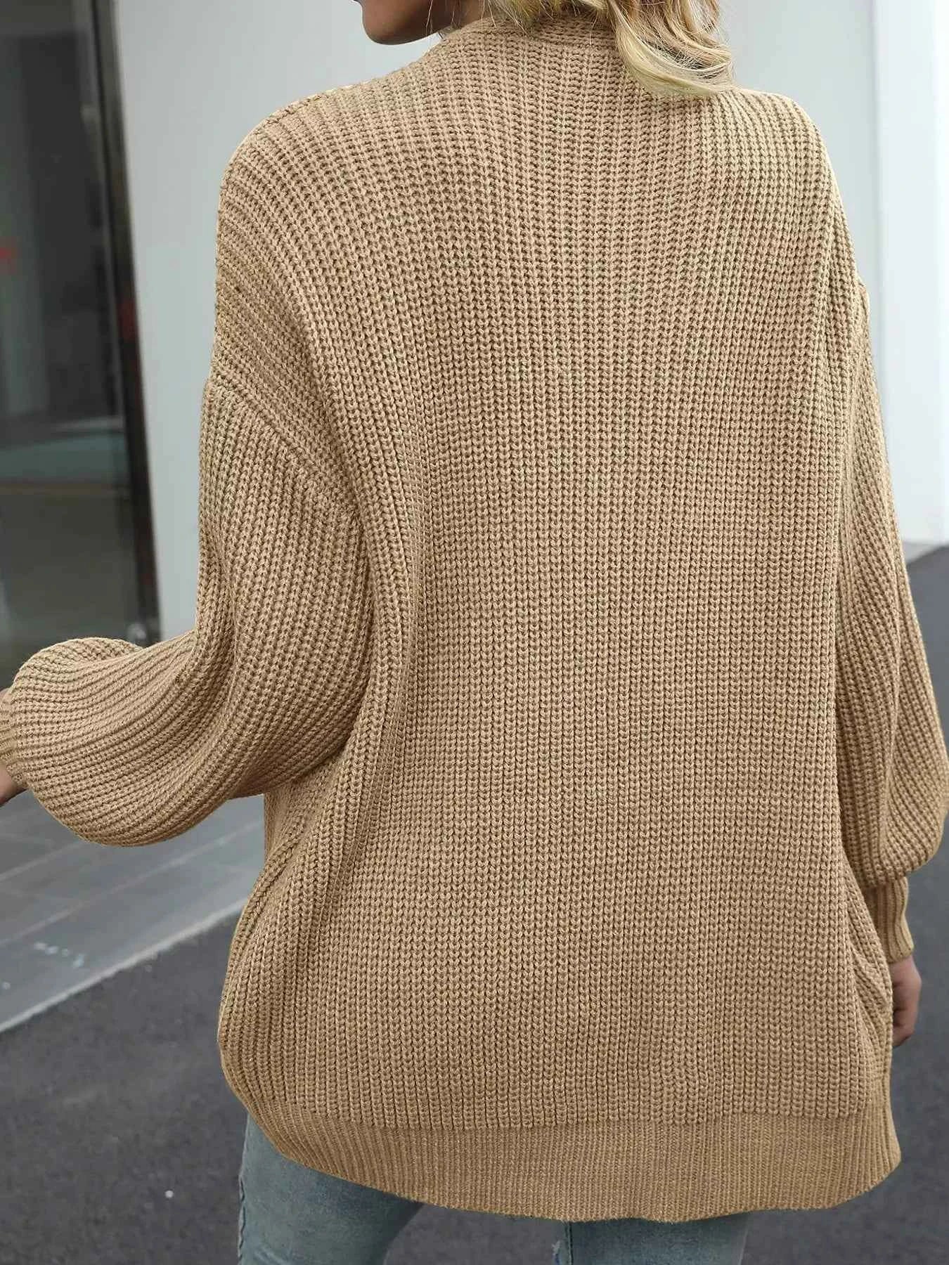 Oversized Chunky Knit Cardigan with Open Front Design