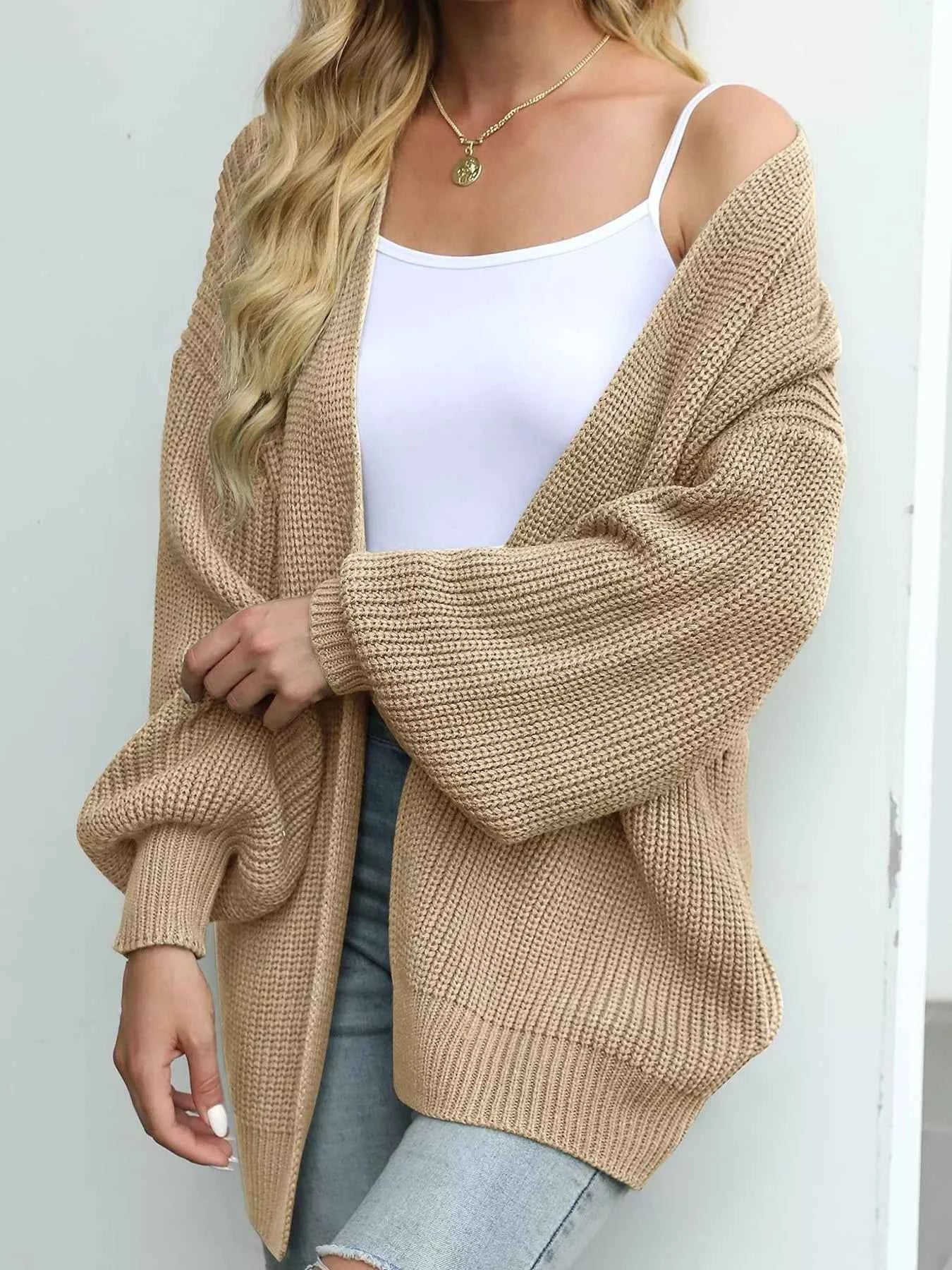 Oversized Chunky Knit Cardigan with Open Front Design