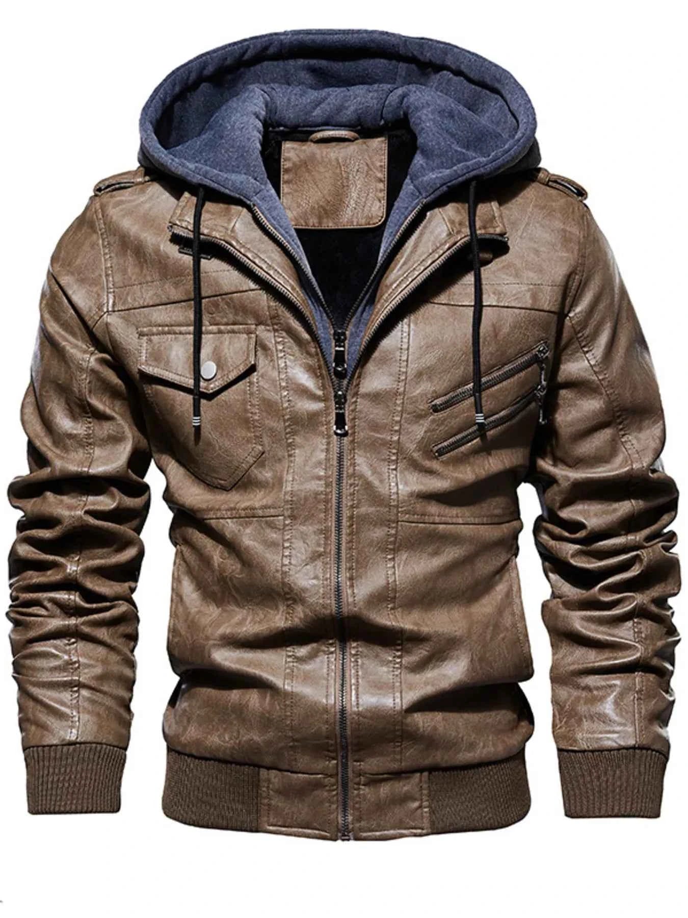 Men's Plus Size Hooded Jacket with Zip Up and Drawstring
