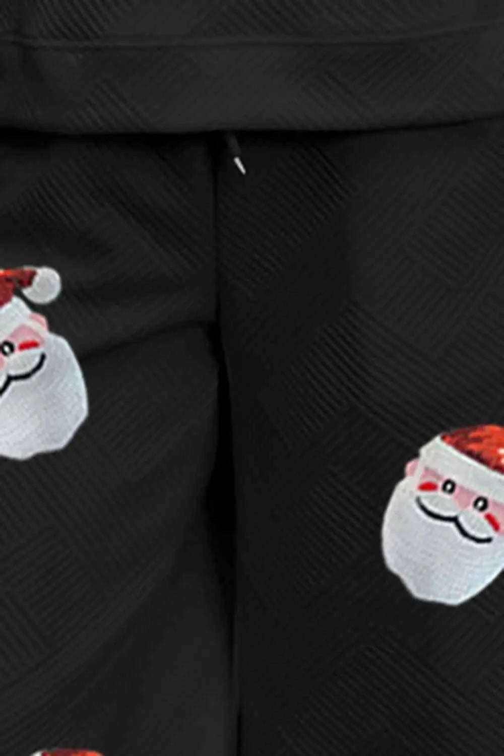 Santa Sequin Outfit Set - Round Neck Top and Pants for Festive Cheer