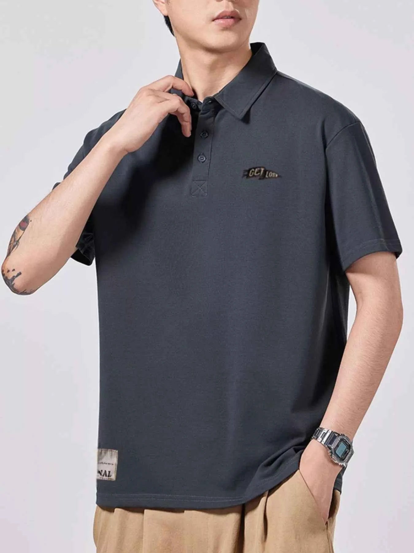 Men's Plus Size Polo Shirt with Collared Neck - Short Sleeve Comfort