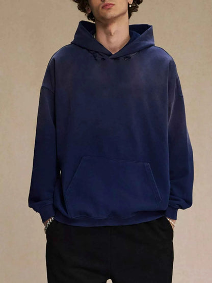 Men's Dropped Shoulder Hoodie with Kangaroo Pocket - Casual Comfort and Style