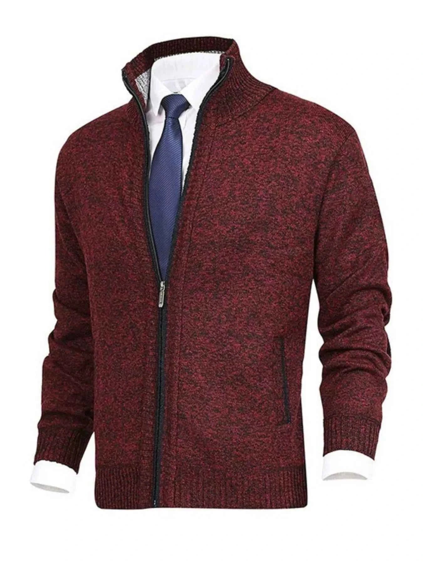 Men's Plus Size Cardigan - Ribbed Hem Zip Up for Stylish Comfort