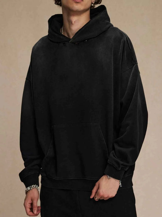Men's Dropped Shoulder Hoodie with Kangaroo Pocket - Casual Comfort and Style
