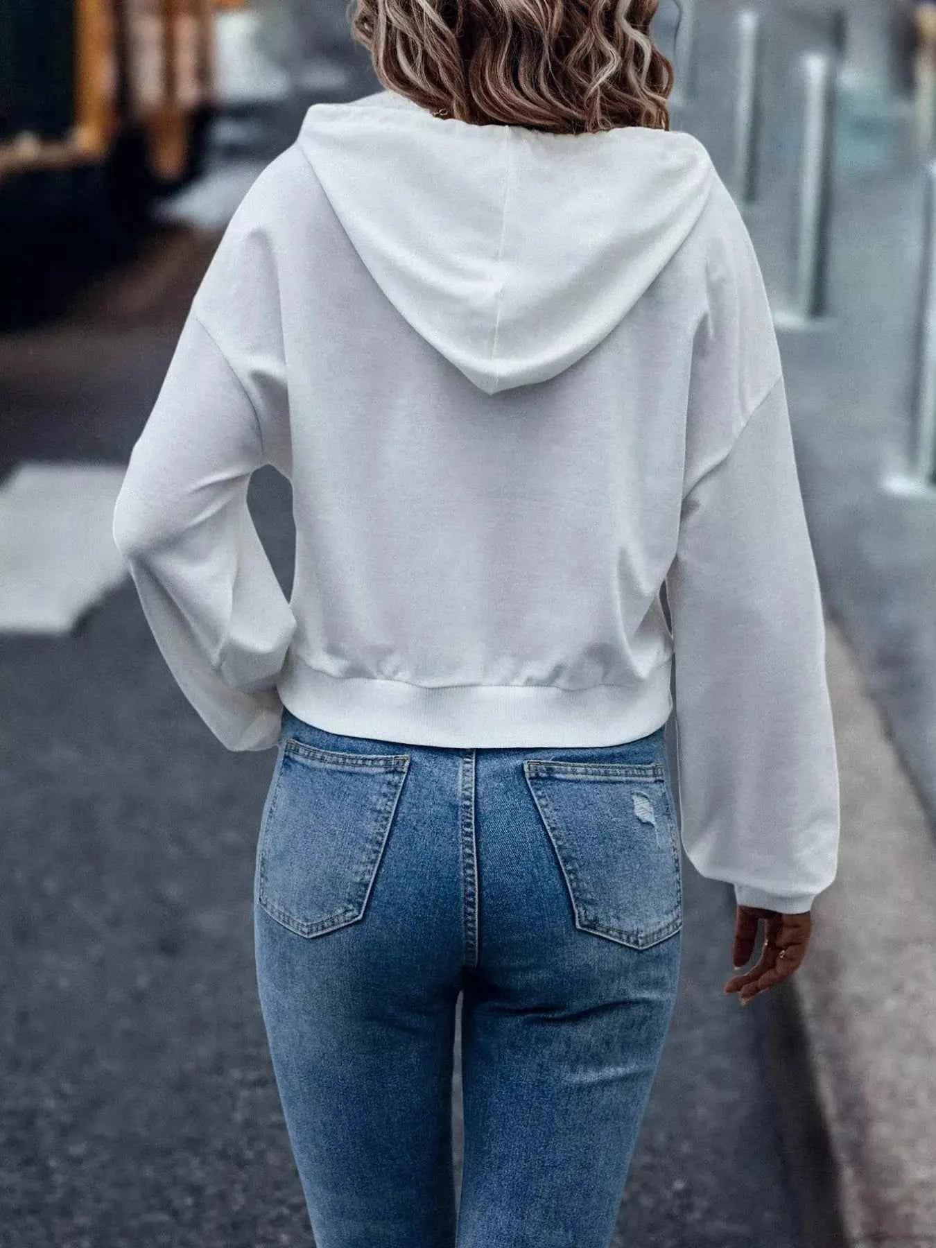 Letter Graphic Long Sleeve Drawstring Hoodie for Trendy Comfort