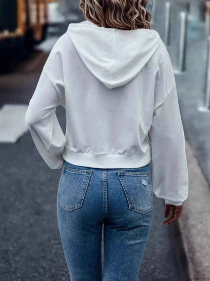 Letter Graphic Long Sleeve Drawstring Hoodie for Trendy Comfort