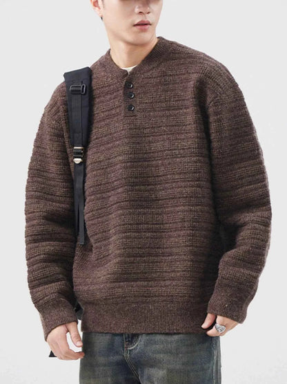 Men's Plus Size Sweater with Button Detail - Long Sleeve for Ultimate Comfort and Style
