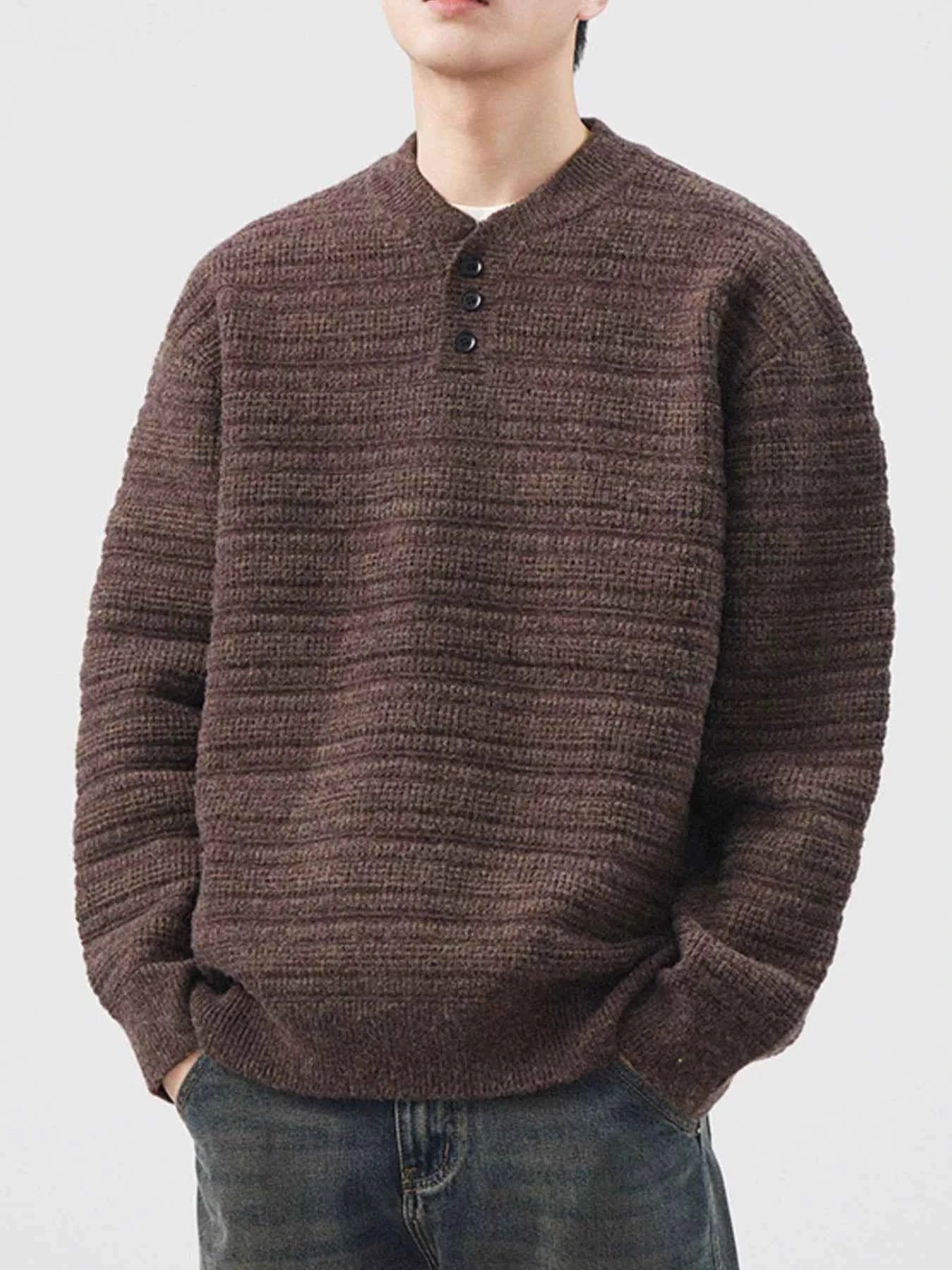 Men's Plus Size Sweater with Button Detail - Long Sleeve for Ultimate Comfort and Style