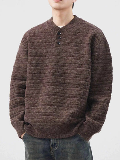 Men's Plus Size Sweater with Button Detail - Long Sleeve for Ultimate Comfort and Style