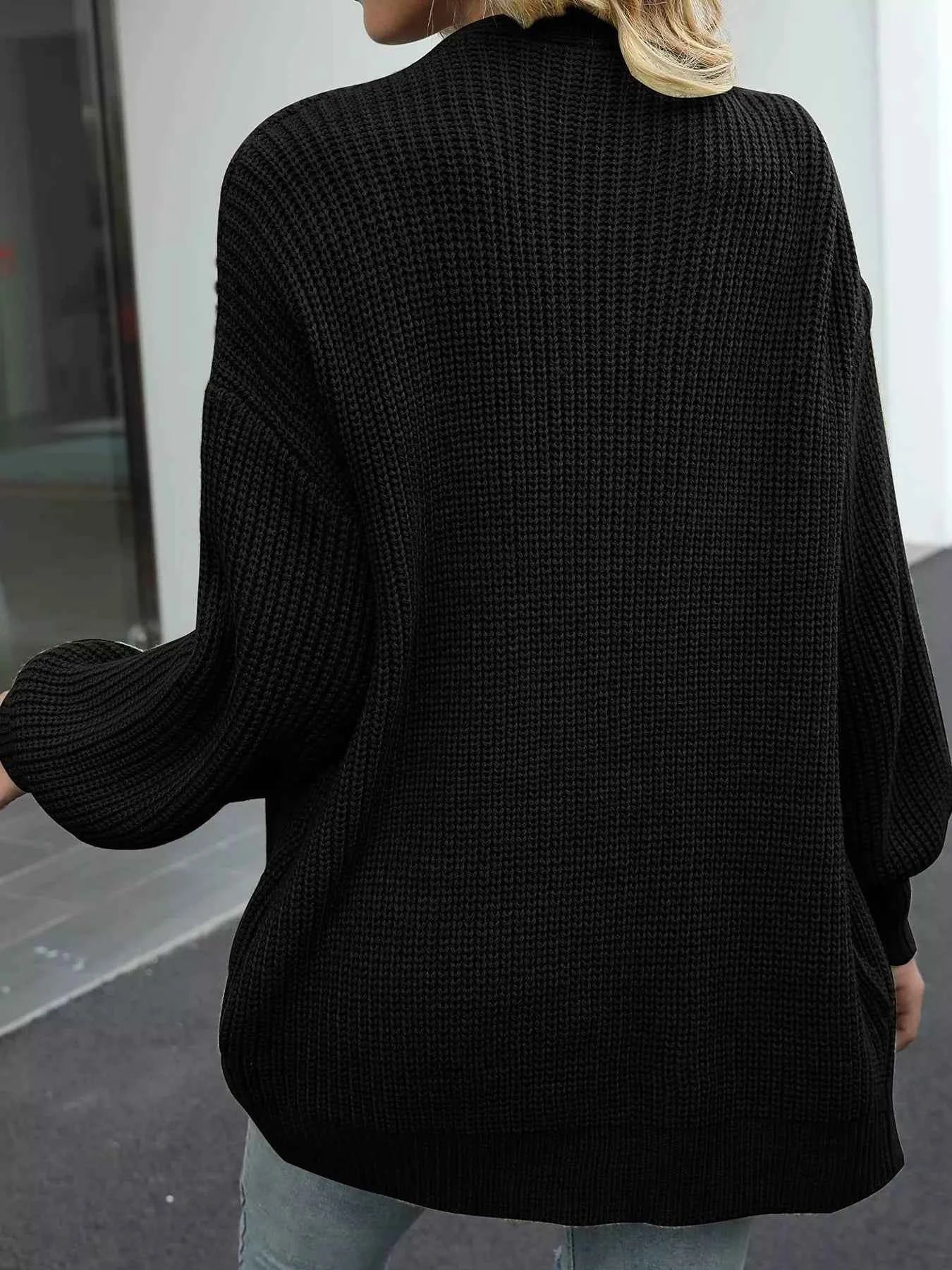 Oversized Chunky Knit Cardigan with Open Front Design