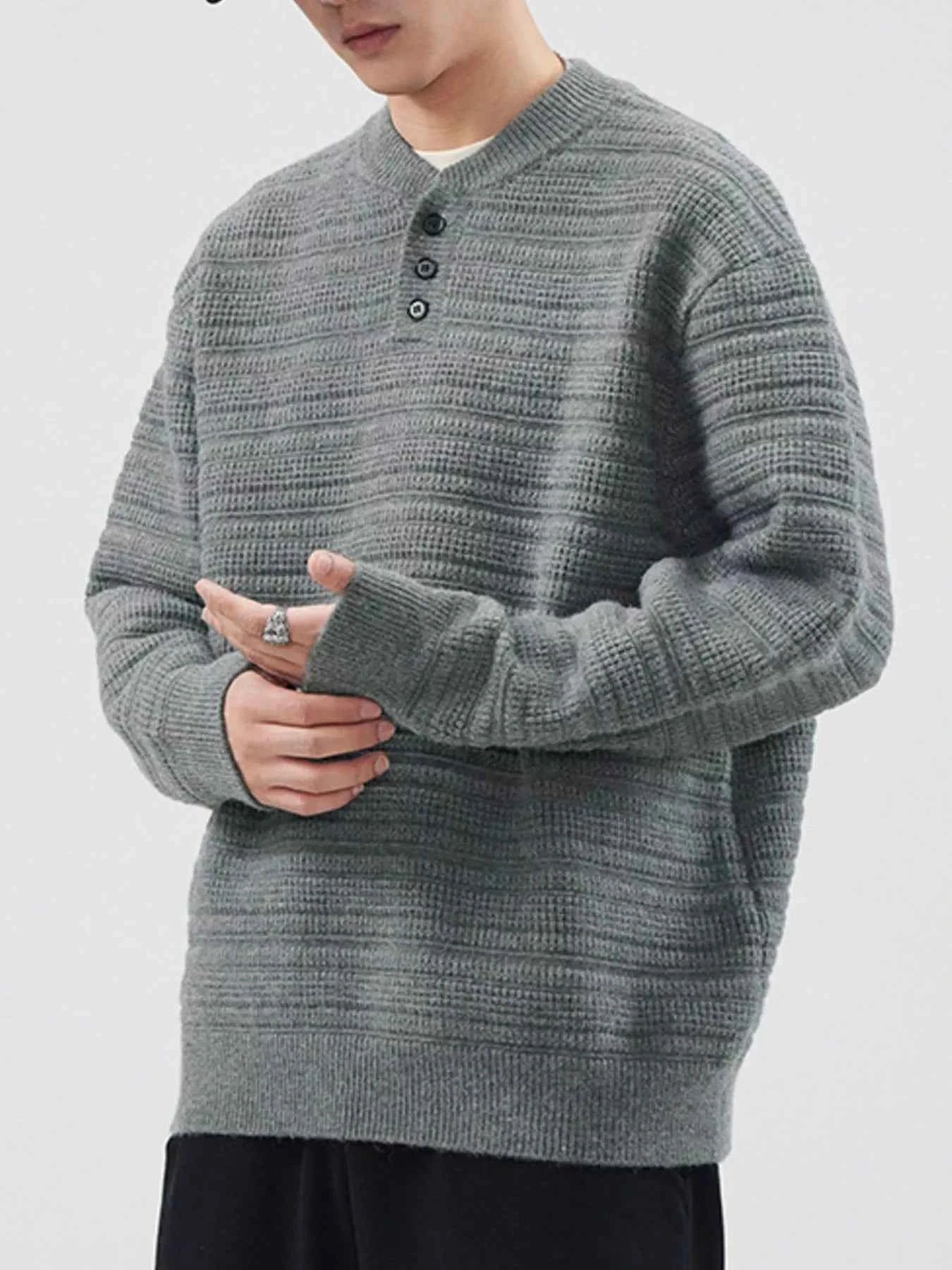 Men's Plus Size Sweater with Button Detail - Long Sleeve for Ultimate Comfort and Style