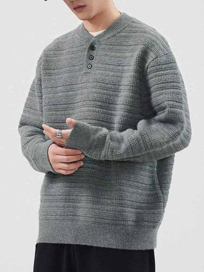 Men's Plus Size Sweater with Button Detail - Long Sleeve for Ultimate Comfort and Style