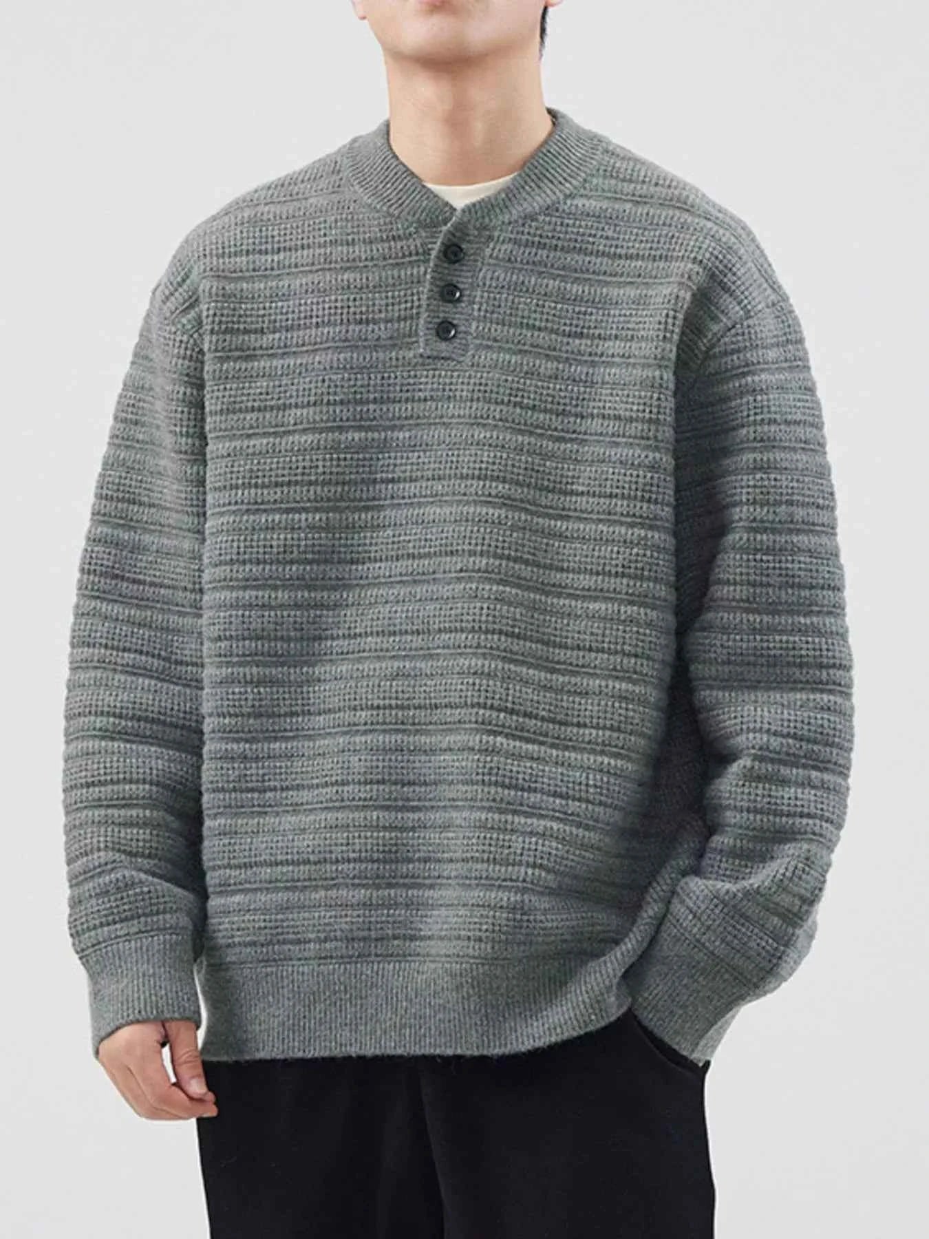 Men's Plus Size Sweater with Button Detail - Long Sleeve for Ultimate Comfort and Style