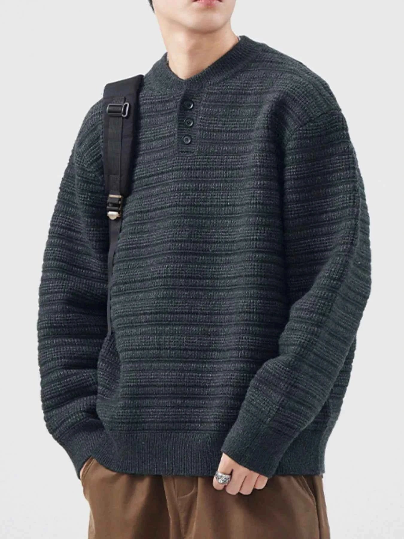 Men's Plus Size Sweater with Button Detail - Long Sleeve for Ultimate Comfort and Style
