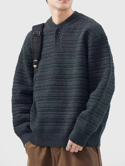 Men's Plus Size Sweater with Button Detail - Long Sleeve for Ultimate Comfort and Style