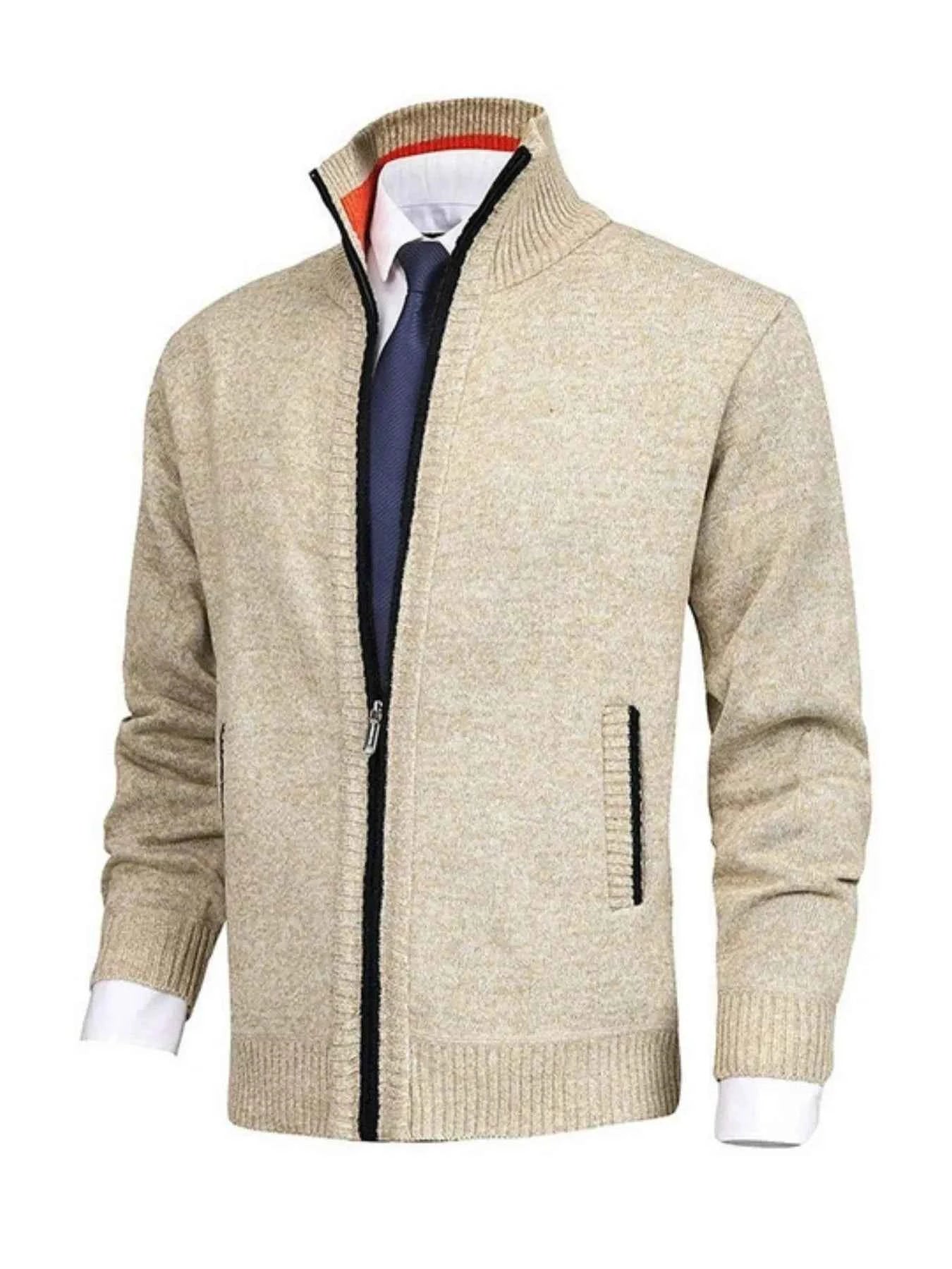 Men's Plus Size Cardigan - Ribbed Hem Zip Up for Stylish Comfort