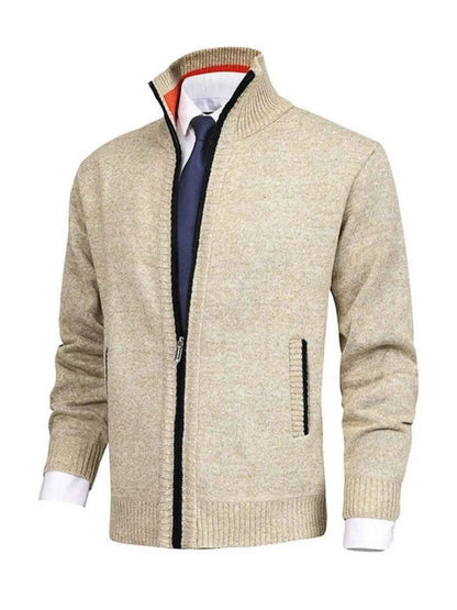 Men's Plus Size Cardigan - Ribbed Hem Zip Up for Stylish Comfort
