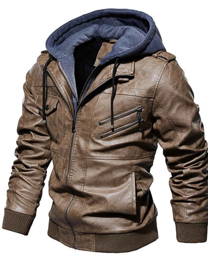 Men's Plus Size Hooded Jacket with Zip Up and Drawstring