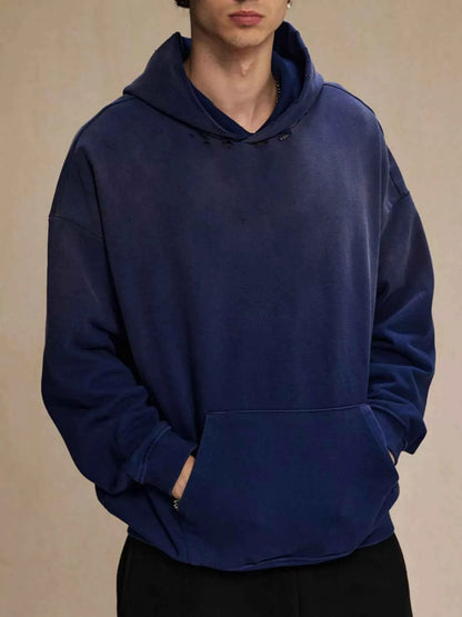 Men's Dropped Shoulder Hoodie with Kangaroo Pocket - Casual Comfort and Style