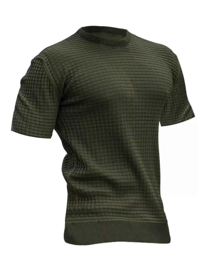 Men's Plus Size Textured Round Neck Short Sleeve T-Shirt