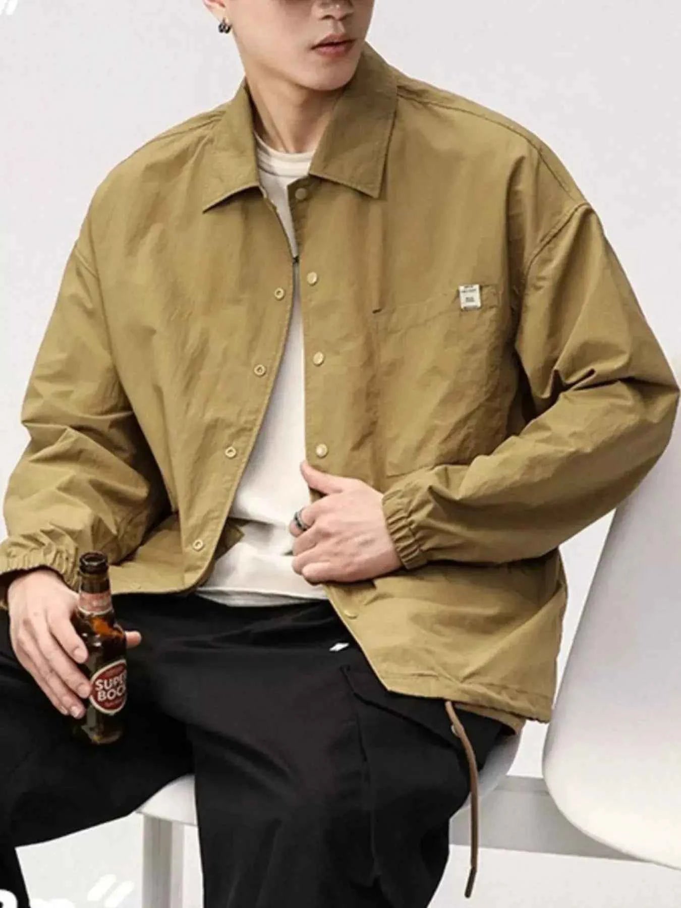 Men's Plus Size Long Sleeve Button-Up Shirt