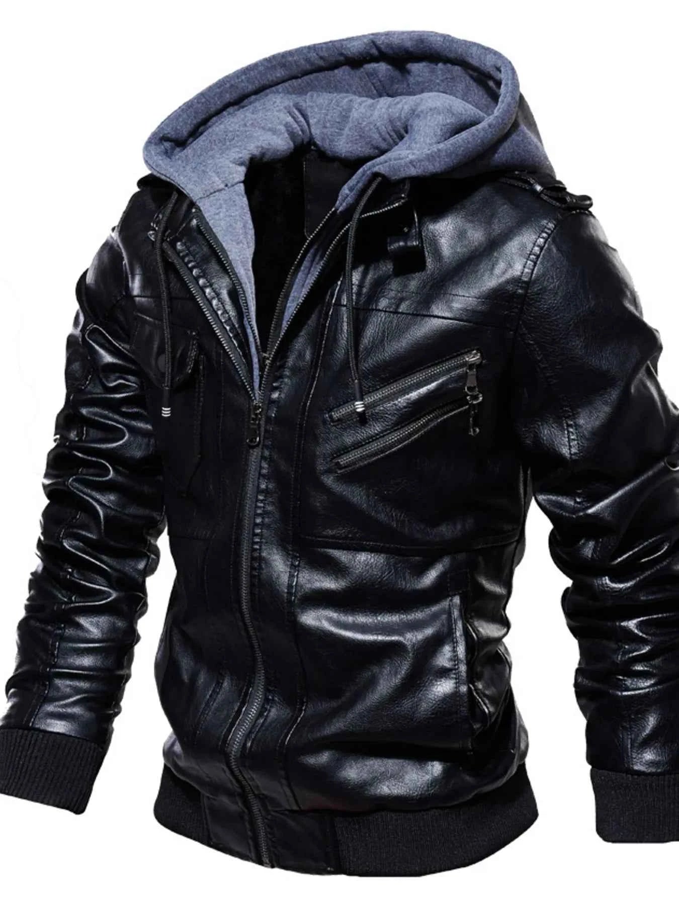 Men's Plus Size Hooded Jacket with Zip Up and Drawstring