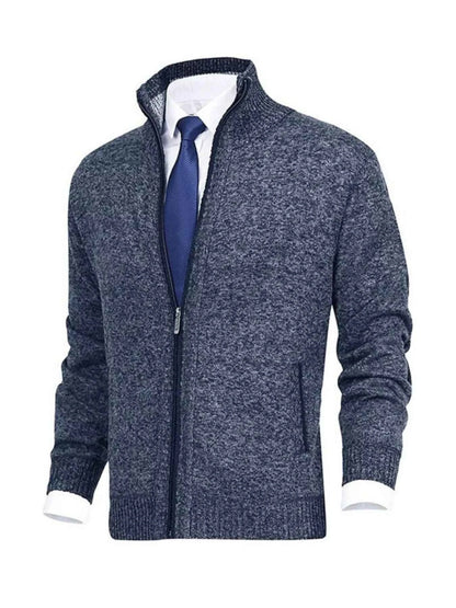 Men's Plus Size Cardigan - Ribbed Hem Zip Up for Stylish Comfort