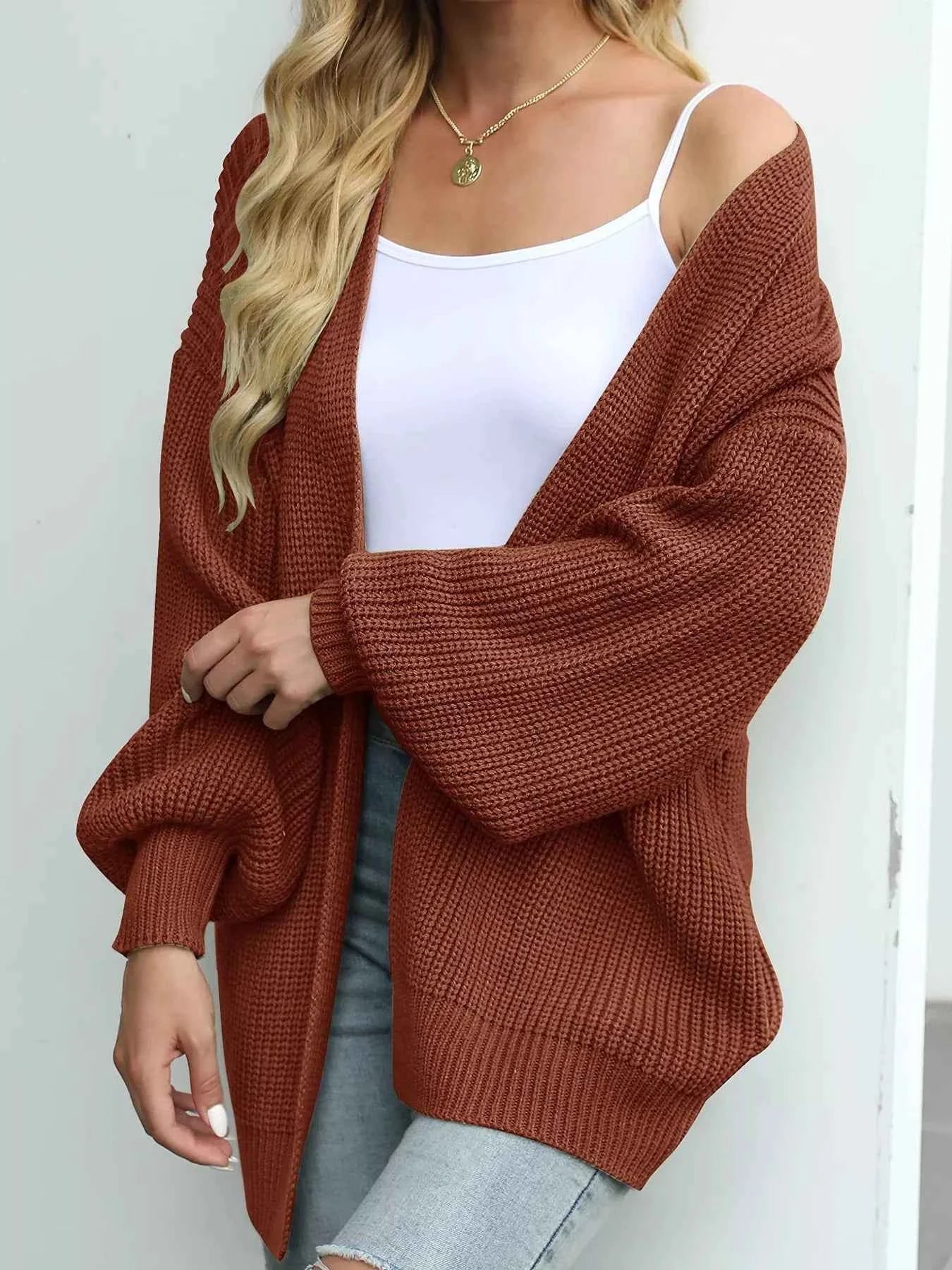 Oversized Chunky Knit Cardigan with Open Front Design