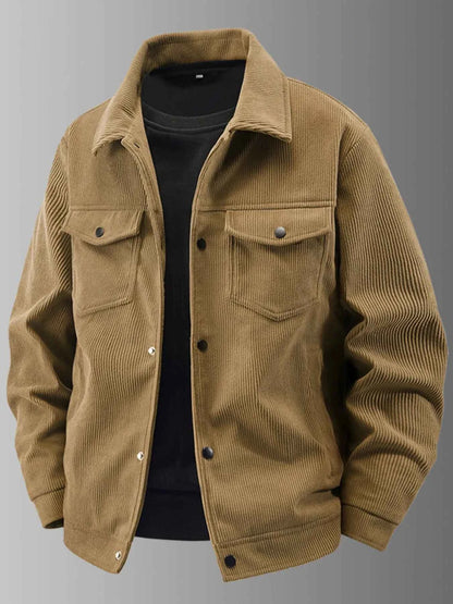 Men's Plus Size Corduroy Jacket with Chest Pockets - Stylish and Comfortable