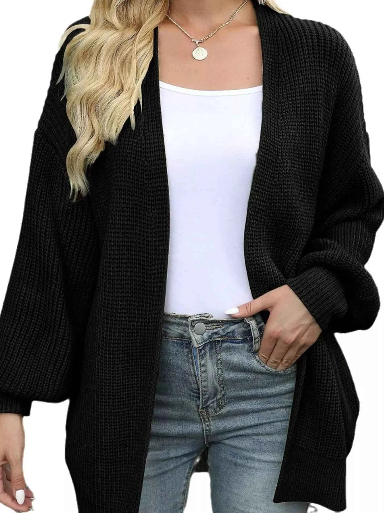 Oversized Chunky Knit Cardigan with Open Front Design