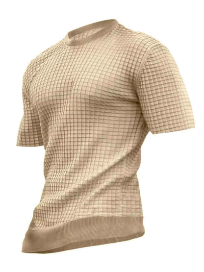 Men's Plus Size Textured Round Neck Short Sleeve T-Shirt