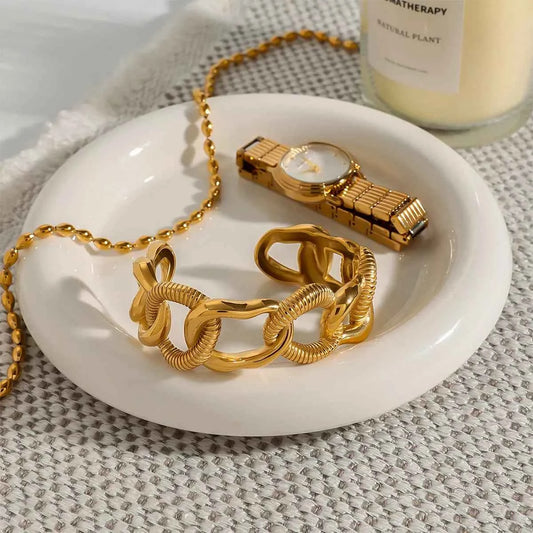18K Gold-Plated Bracelet - Chain Link Open Design