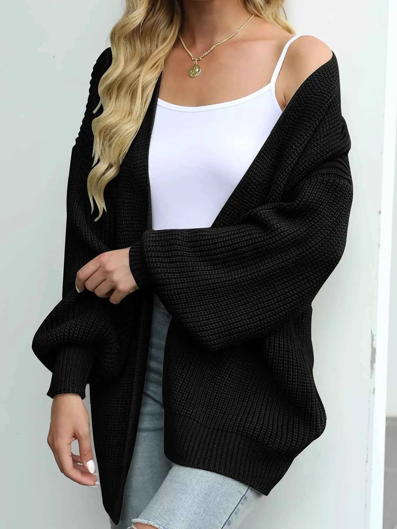 Oversized Chunky Knit Cardigan with Open Front Design