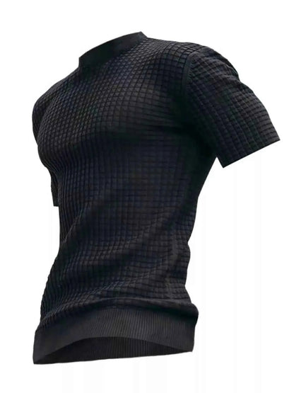 Men's Plus Size Textured Round Neck Short Sleeve T-Shirt