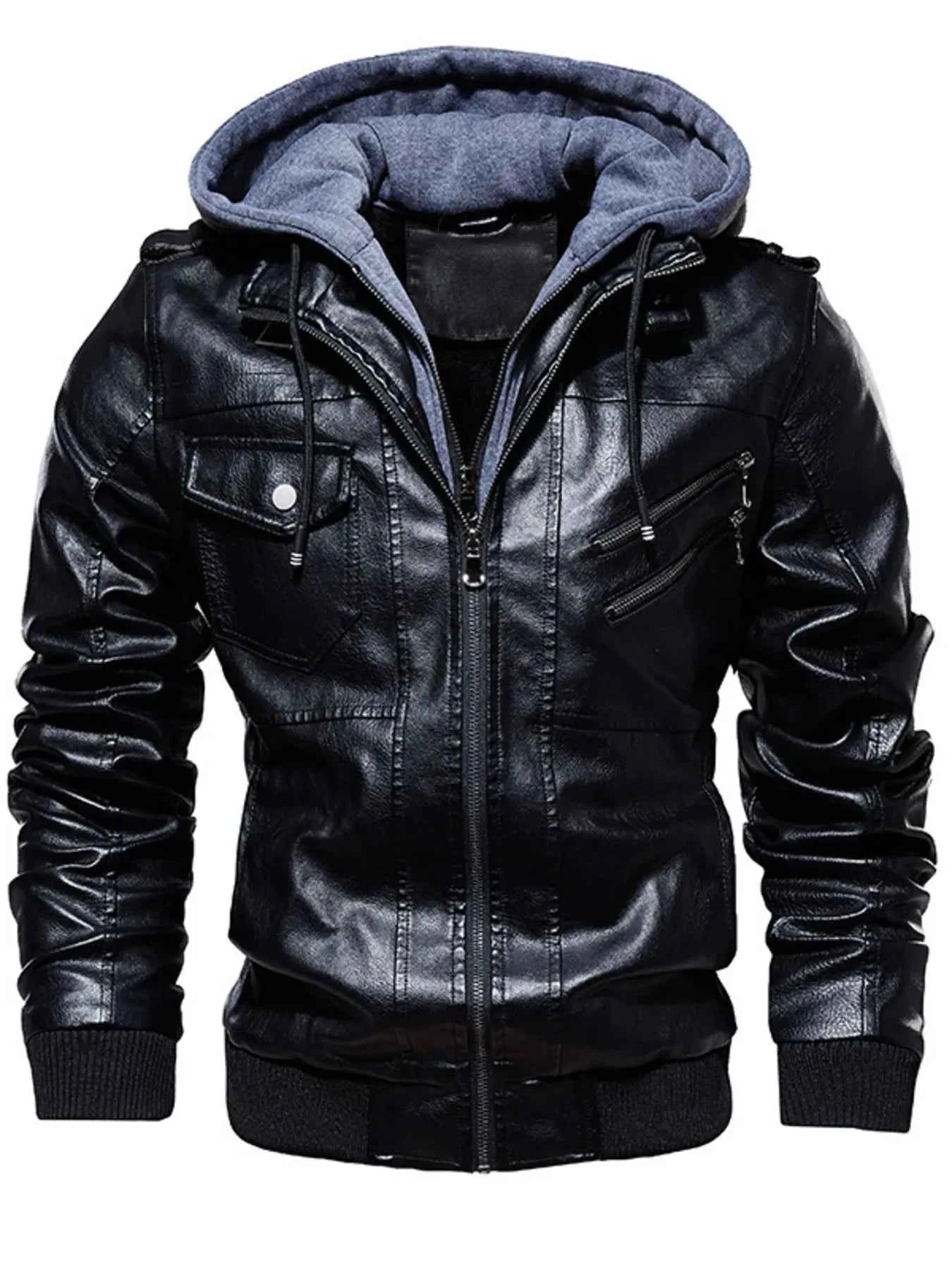 Men's Plus Size Hooded Jacket with Zip Up and Drawstring