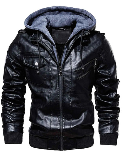 Men's Plus Size Hooded Jacket with Zip Up and Drawstring
